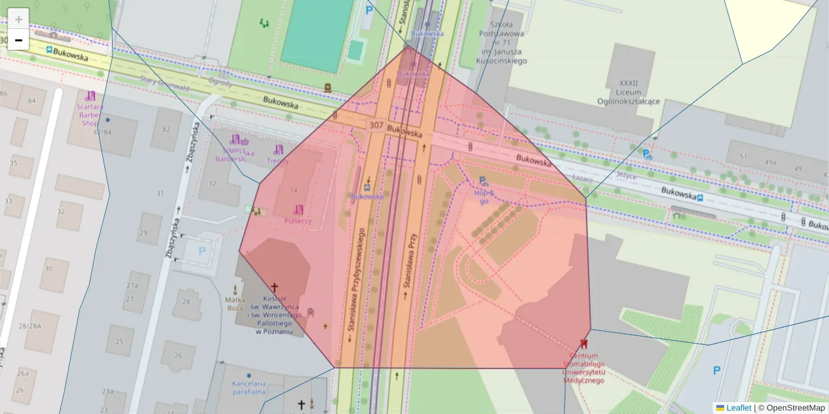 Szczegółowa mapa kodu pocztowego 60-812 z granicami, sąsiednimi kodami pocztowymi i urzędami pocztowymi