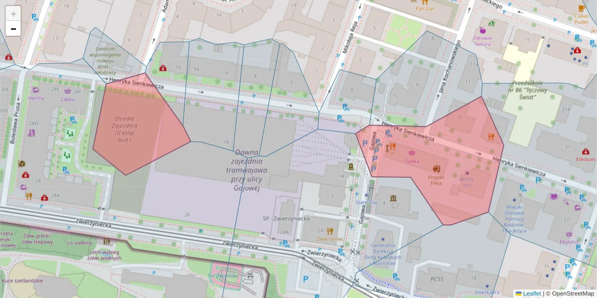 Szczegółowa mapa kodu pocztowego 60-818 z granicami, sąsiednimi kodami pocztowymi i urzędami pocztowymi