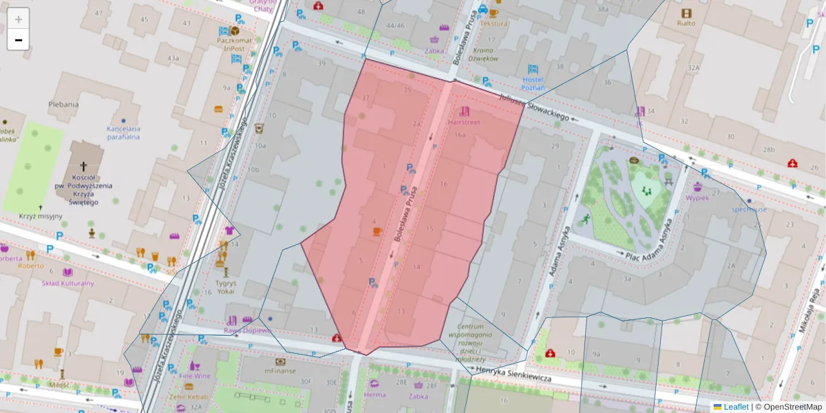 Szczegółowa mapa kodu pocztowego 60-819 z granicami, sąsiednimi kodami pocztowymi i urzędami pocztowymi