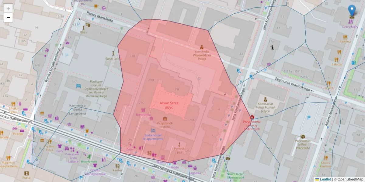 Szczegółowa mapa kodu pocztowego 60-840 z granicami, sąsiednimi kodami pocztowymi i urzędami pocztowymi