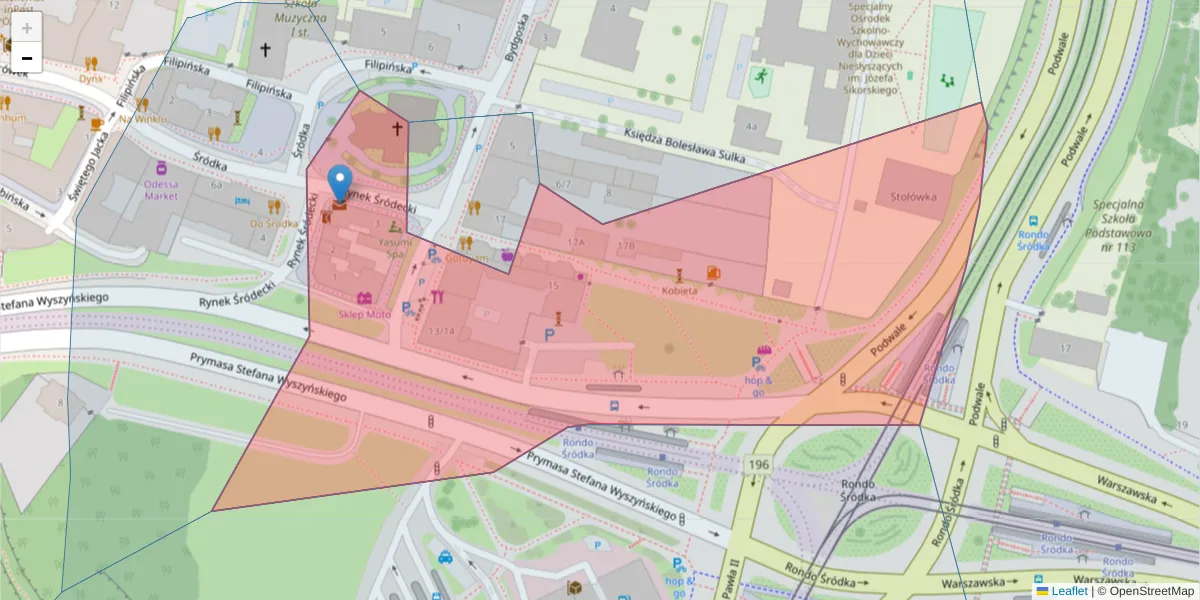 Szczegółowa mapa kodu pocztowego 61-126 z granicami, sąsiednimi kodami pocztowymi i urzędami pocztowymi