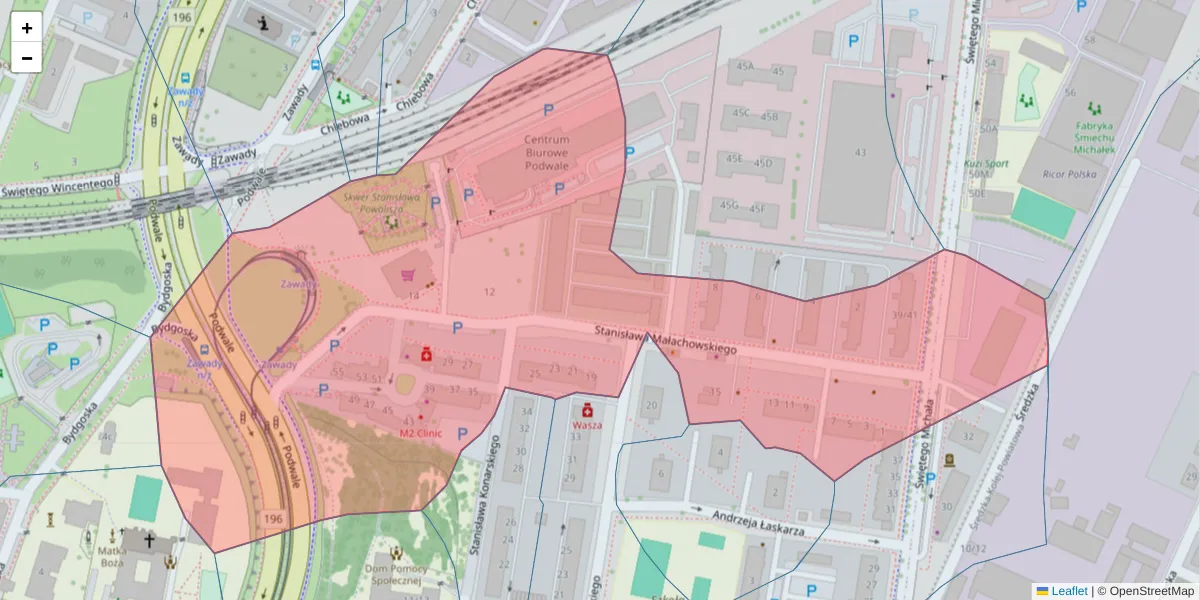 Szczegółowa mapa kodu pocztowego 61-129 z granicami, sąsiednimi kodami pocztowymi i urzędami pocztowymi