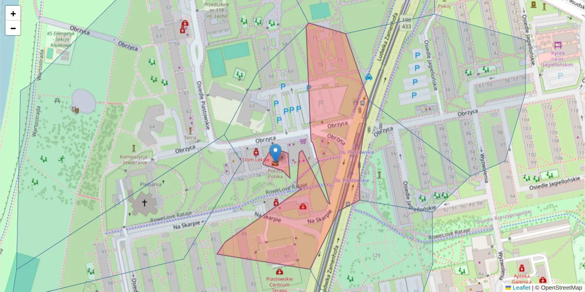 Szczegółowa mapa kodu pocztowego 61-156 z granicami, sąsiednimi kodami pocztowymi i urzędami pocztowymi