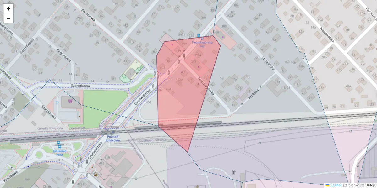 Szczegółowa mapa kodu pocztowego 61-169 z granicami, sąsiednimi kodami pocztowymi i urzędami pocztowymi