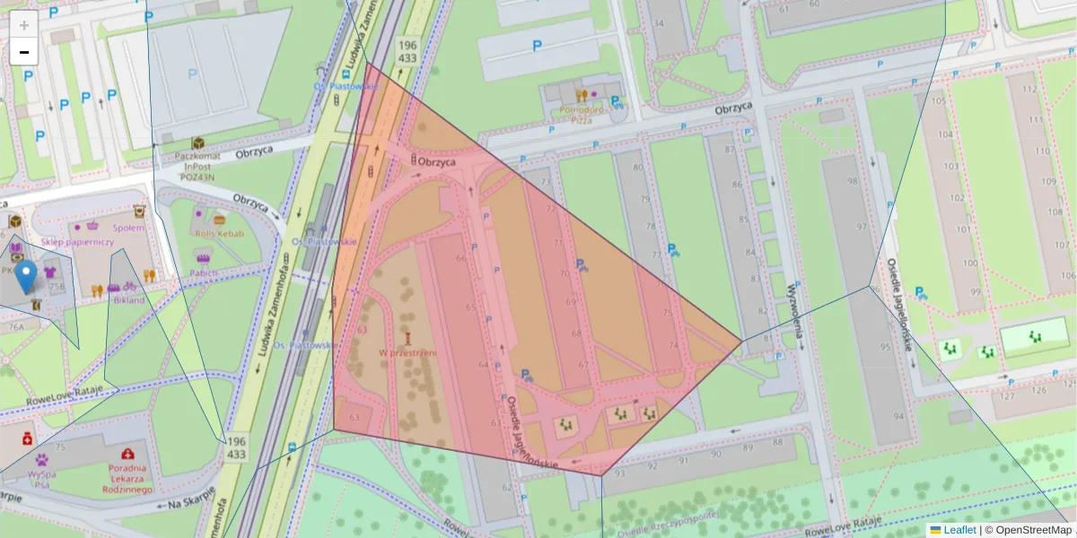 Szczegółowa mapa kodu pocztowego 61-241 z granicami, sąsiednimi kodami pocztowymi i urzędami pocztowymi