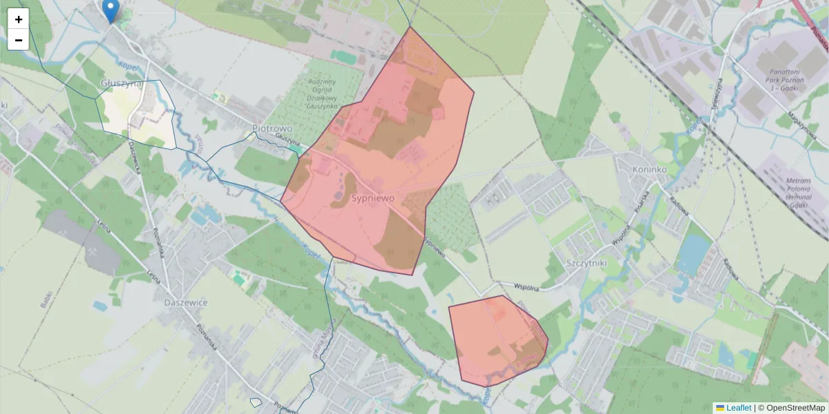 Szczegółowa mapa kodu pocztowego 61-327 z granicami, sąsiednimi kodami pocztowymi i urzędami pocztowymi