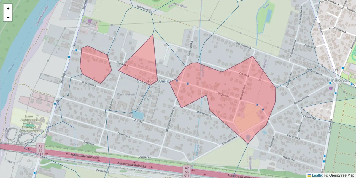 Szczegółowa mapa kodu pocztowego 61-347 z granicami, sąsiednimi kodami pocztowymi i urzędami pocztowymi