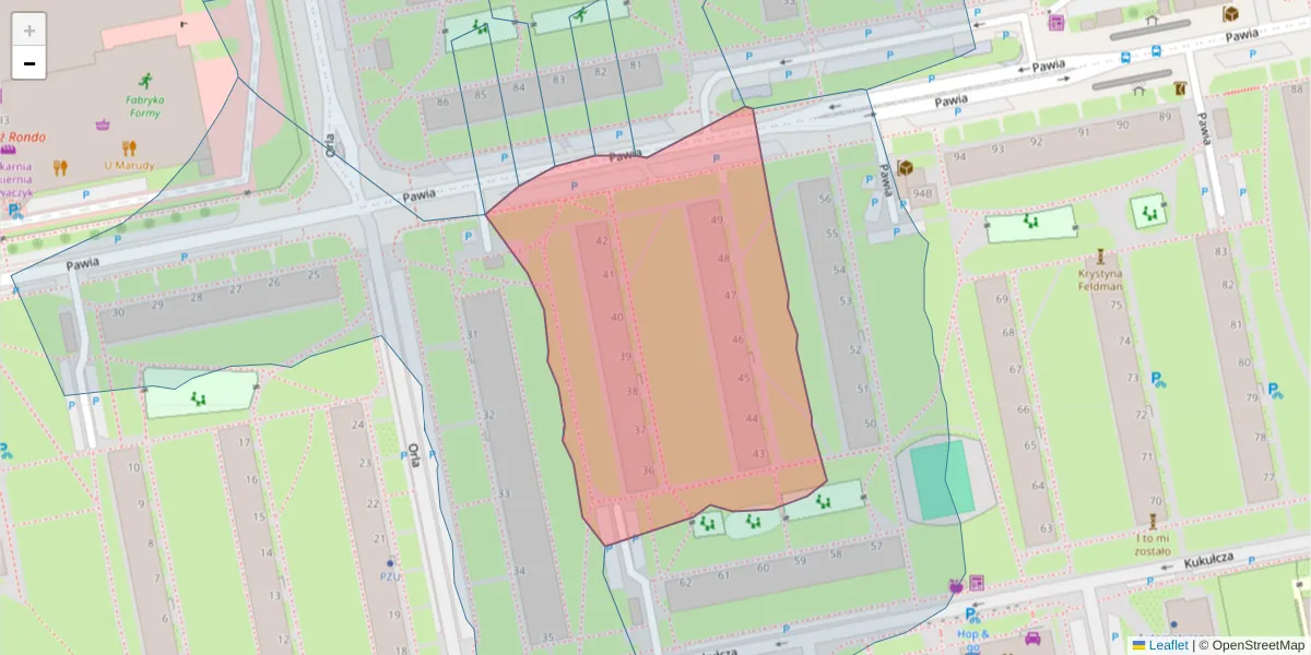Szczegółowa mapa kodu pocztowego 61-376 z granicami, sąsiednimi kodami pocztowymi i urzędami pocztowymi