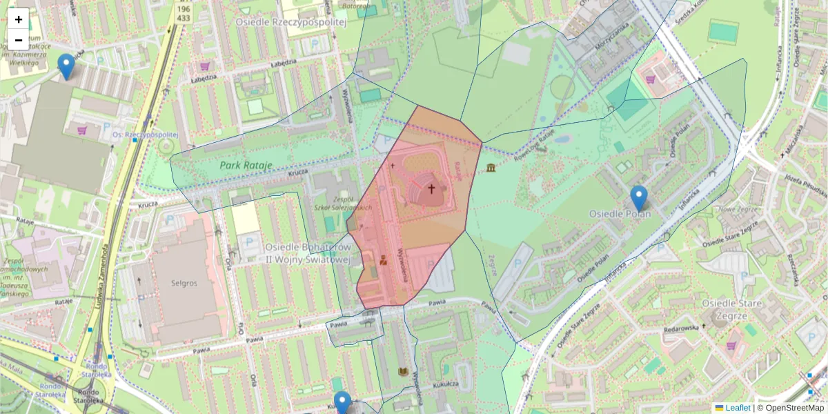 Szczegółowa mapa kodu pocztowego 61-386 z granicami, sąsiednimi kodami pocztowymi i urzędami pocztowymi