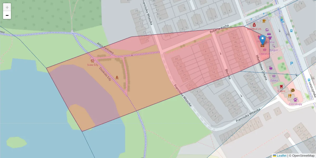 Szczegółowa mapa kodu pocztowego 61-410 z granicami, sąsiednimi kodami pocztowymi i urzędami pocztowymi