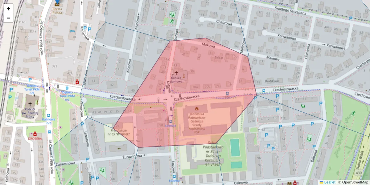 Szczegółowa mapa kodu pocztowego 61-467 z granicami, sąsiednimi kodami pocztowymi i urzędami pocztowymi