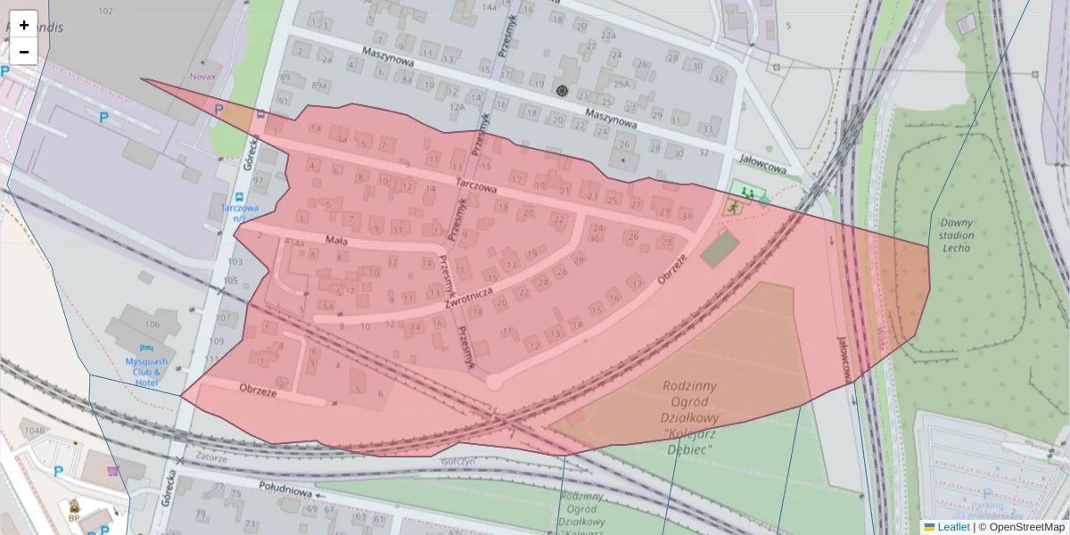 Szczegółowa mapa kodu pocztowego 61-482 z granicami, sąsiednimi kodami pocztowymi i urzędami pocztowymi