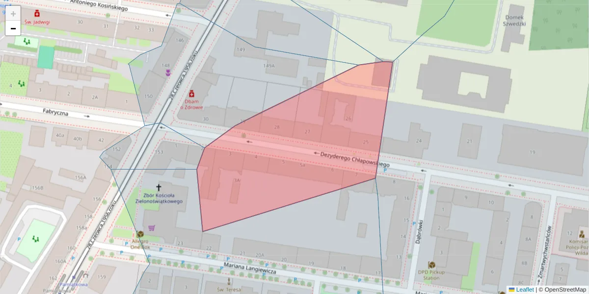 Szczegółowa mapa kodu pocztowego 61-503 z granicami, sąsiednimi kodami pocztowymi i urzędami pocztowymi