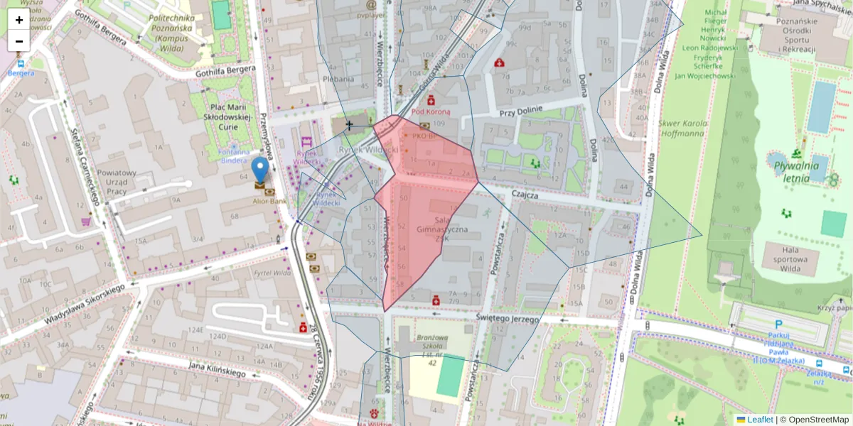Szczegółowa mapa kodu pocztowego 61-548 z granicami, sąsiednimi kodami pocztowymi i urzędami pocztowymi