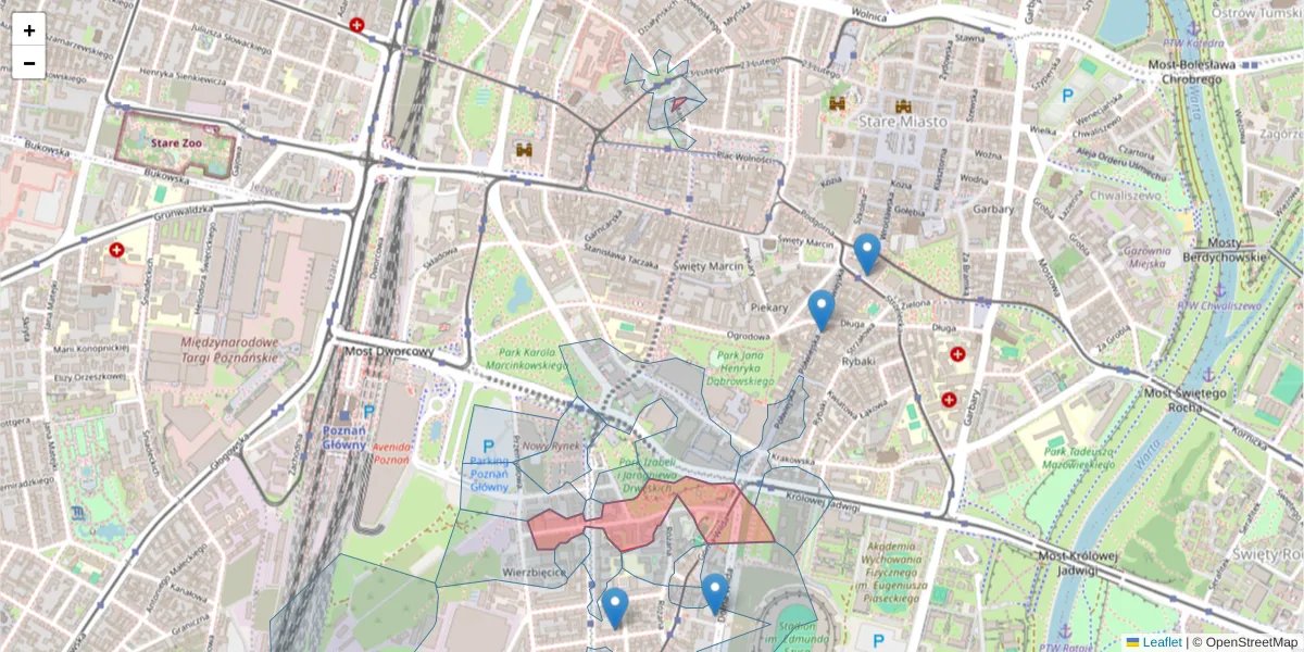 Szczegółowa mapa kodu pocztowego 61-578 z granicami, sąsiednimi kodami pocztowymi i urzędami pocztowymi