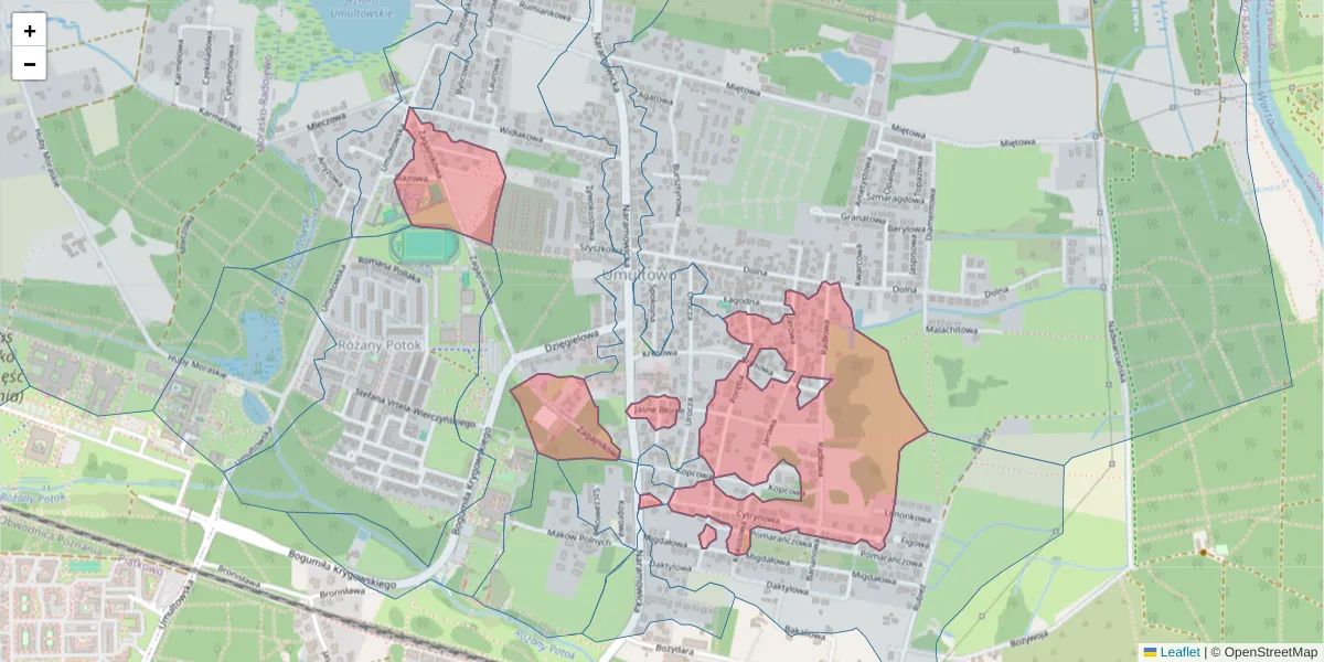 Szczegółowa mapa kodu pocztowego 61-602 z granicami, sąsiednimi kodami pocztowymi i urzędami pocztowymi