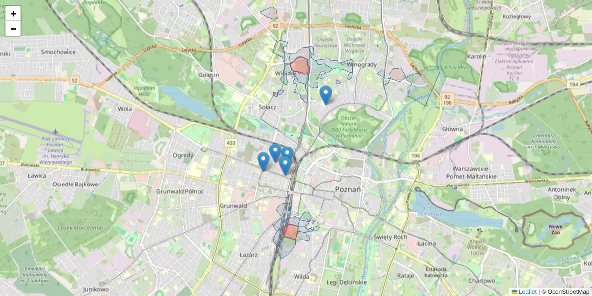 Szczegółowa mapa kodu pocztowego 61-656 z granicami, sąsiednimi kodami pocztowymi i urzędami pocztowymi