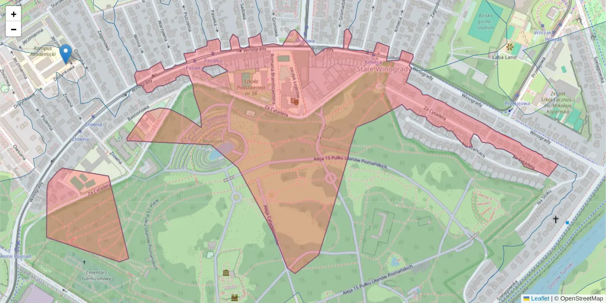 Szczegółowa mapa kodu pocztowego 61-659 z granicami, sąsiednimi kodami pocztowymi i urzędami pocztowymi