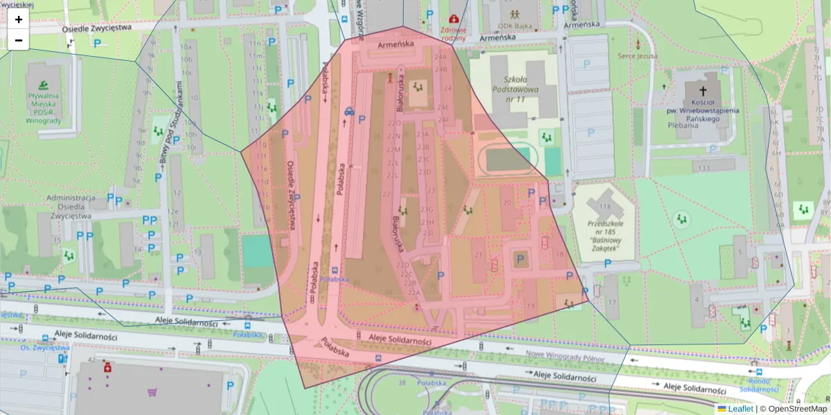 Szczegółowa mapa kodu pocztowego 61-678 z granicami, sąsiednimi kodami pocztowymi i urzędami pocztowymi