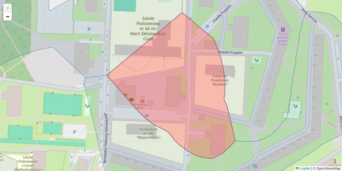 Szczegółowa mapa kodu pocztowego 61-684 z granicami, sąsiednimi kodami pocztowymi i urzędami pocztowymi