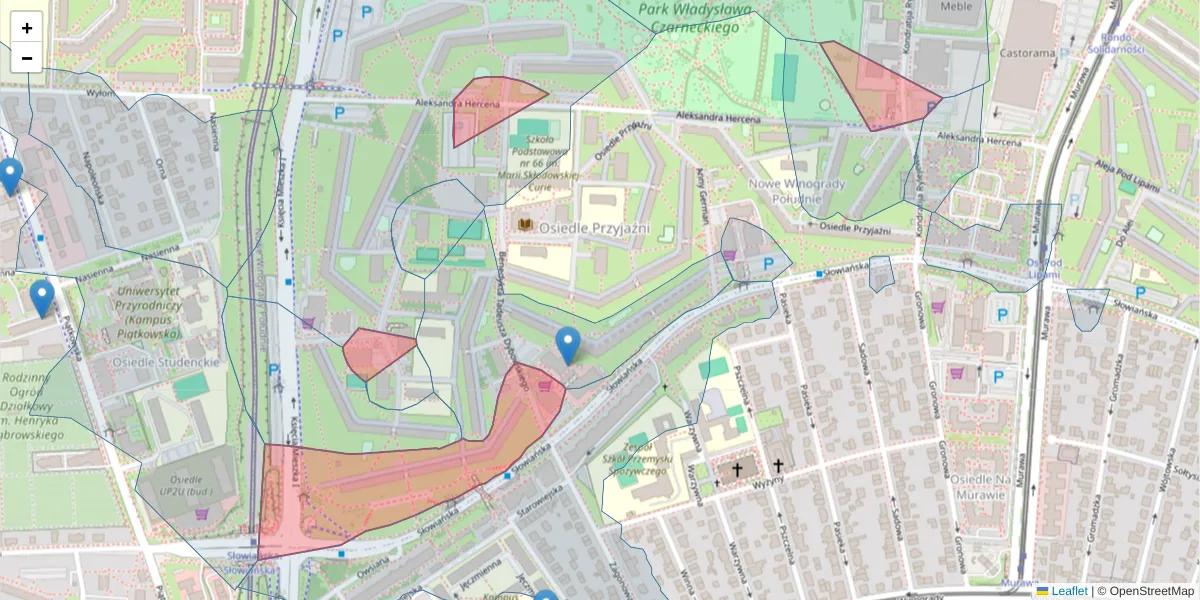 Szczegółowa mapa kodu pocztowego 61-686 z granicami, sąsiednimi kodami pocztowymi i urzędami pocztowymi