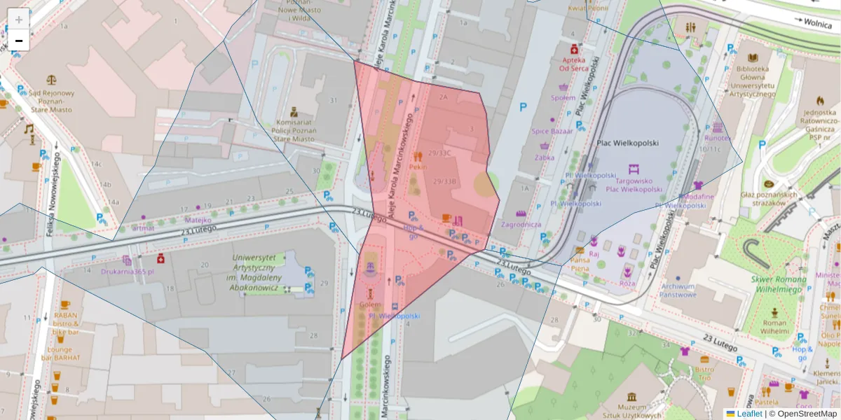 Szczegółowa mapa kodu pocztowego 61-743 z granicami, sąsiednimi kodami pocztowymi i urzędami pocztowymi