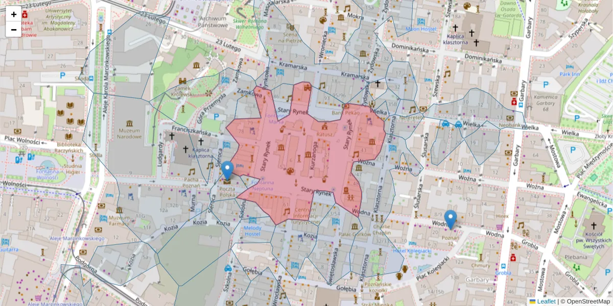 Szczegółowa mapa kodu pocztowego 61-772 z granicami, sąsiednimi kodami pocztowymi i urzędami pocztowymi