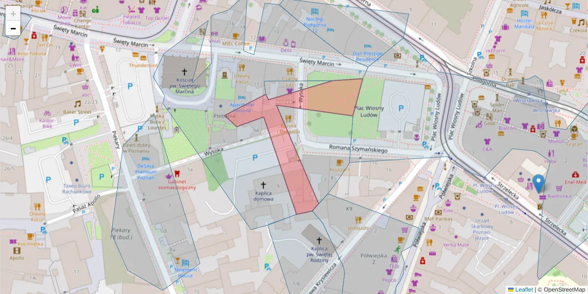 Szczegółowa mapa kodu pocztowego 61-810 z granicami, sąsiednimi kodami pocztowymi i urzędami pocztowymi