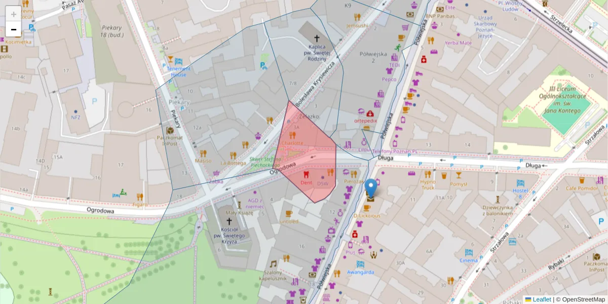 Szczegółowa mapa kodu pocztowego 61-820 z granicami, sąsiednimi kodami pocztowymi i urzędami pocztowymi
