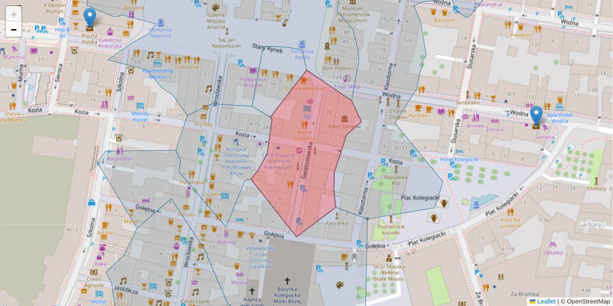 Szczegółowa mapa kodu pocztowego 61-840 z granicami, sąsiednimi kodami pocztowymi i urzędami pocztowymi