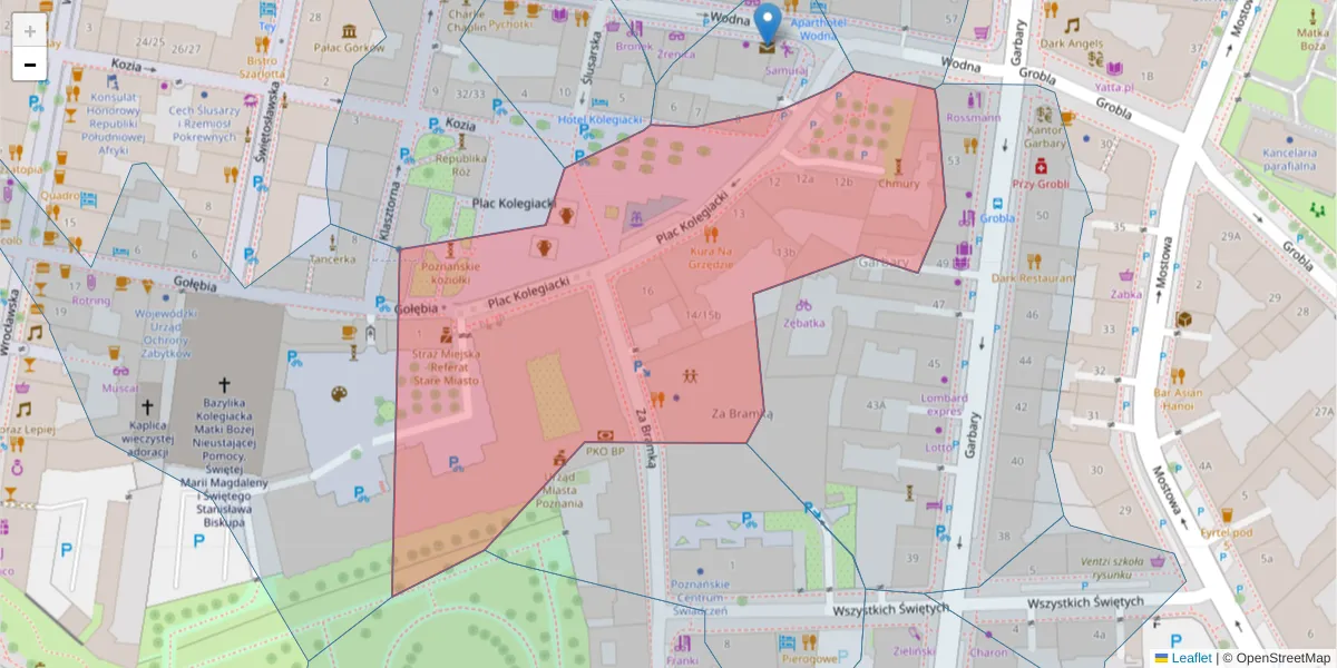 Szczegółowa mapa kodu pocztowego 61-841 z granicami, sąsiednimi kodami pocztowymi i urzędami pocztowymi