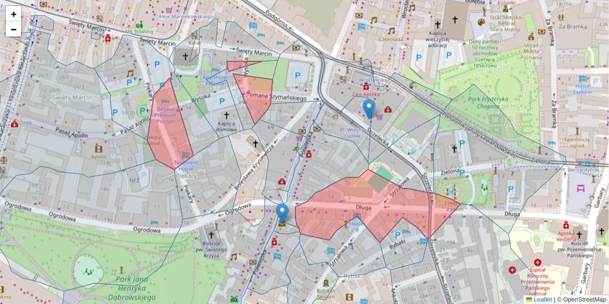 Szczegółowa mapa kodu pocztowego 61-850 z granicami, sąsiednimi kodami pocztowymi i urzędami pocztowymi
