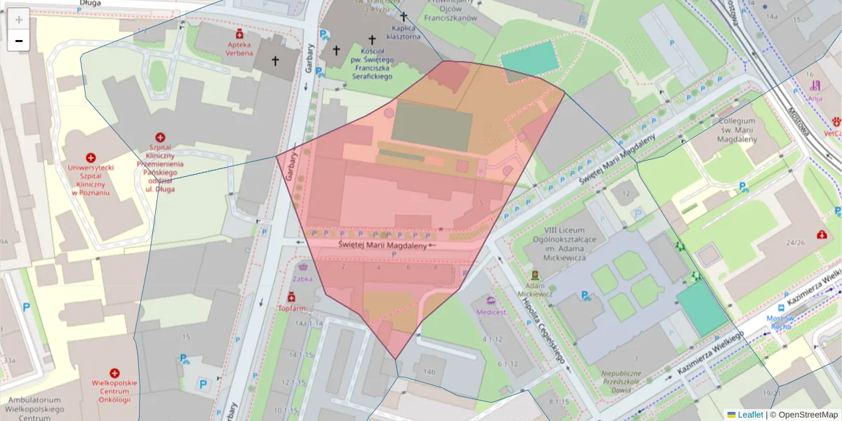 Szczegółowa mapa kodu pocztowego 61-861 z granicami, sąsiednimi kodami pocztowymi i urzędami pocztowymi
