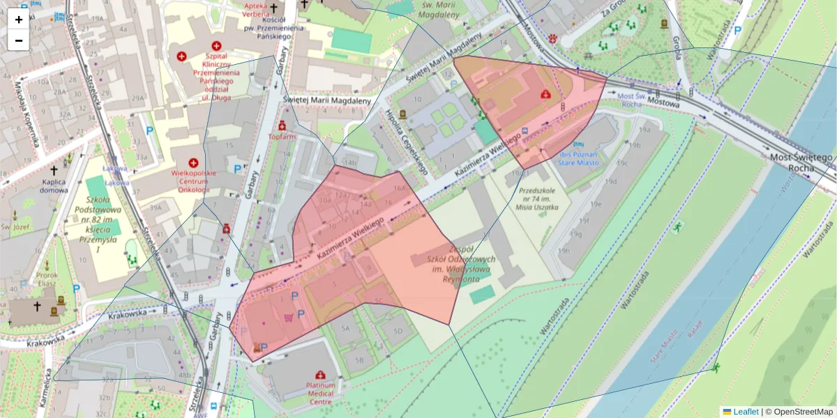 Szczegółowa mapa kodu pocztowego 61-863 z granicami, sąsiednimi kodami pocztowymi i urzędami pocztowymi