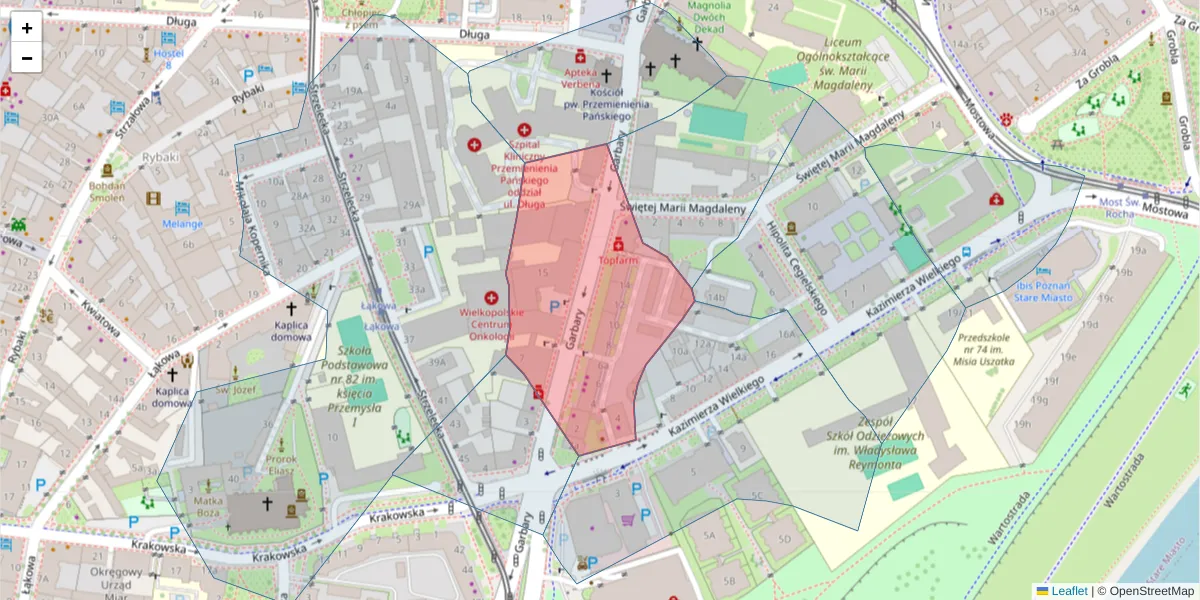 Szczegółowa mapa kodu pocztowego 61-867 z granicami, sąsiednimi kodami pocztowymi i urzędami pocztowymi
