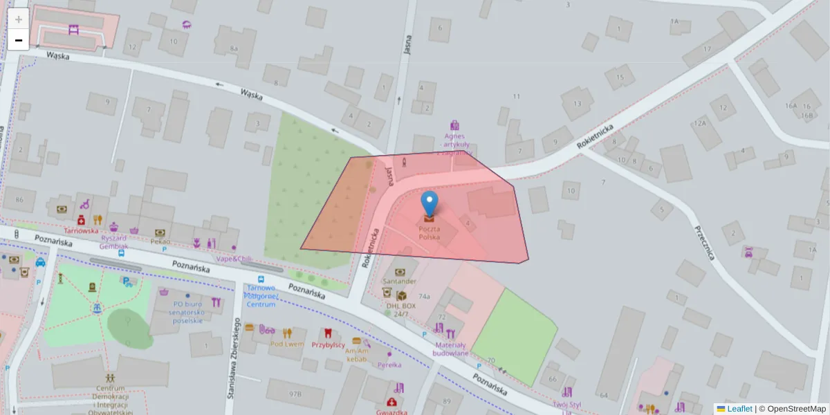 Szczegółowa mapa kodu pocztowego 62-079 z granicami, sąsiednimi kodami pocztowymi i urzędami pocztowymi