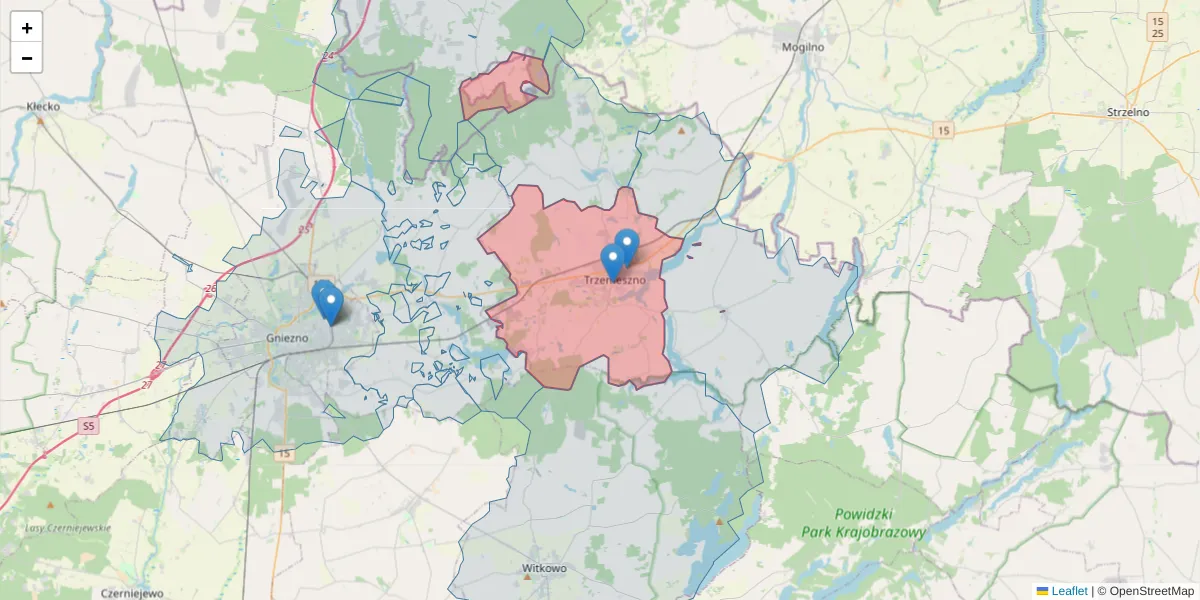 Szczegółowa mapa kodu pocztowego 62-240 z granicami, sąsiednimi kodami pocztowymi i urzędami pocztowymi