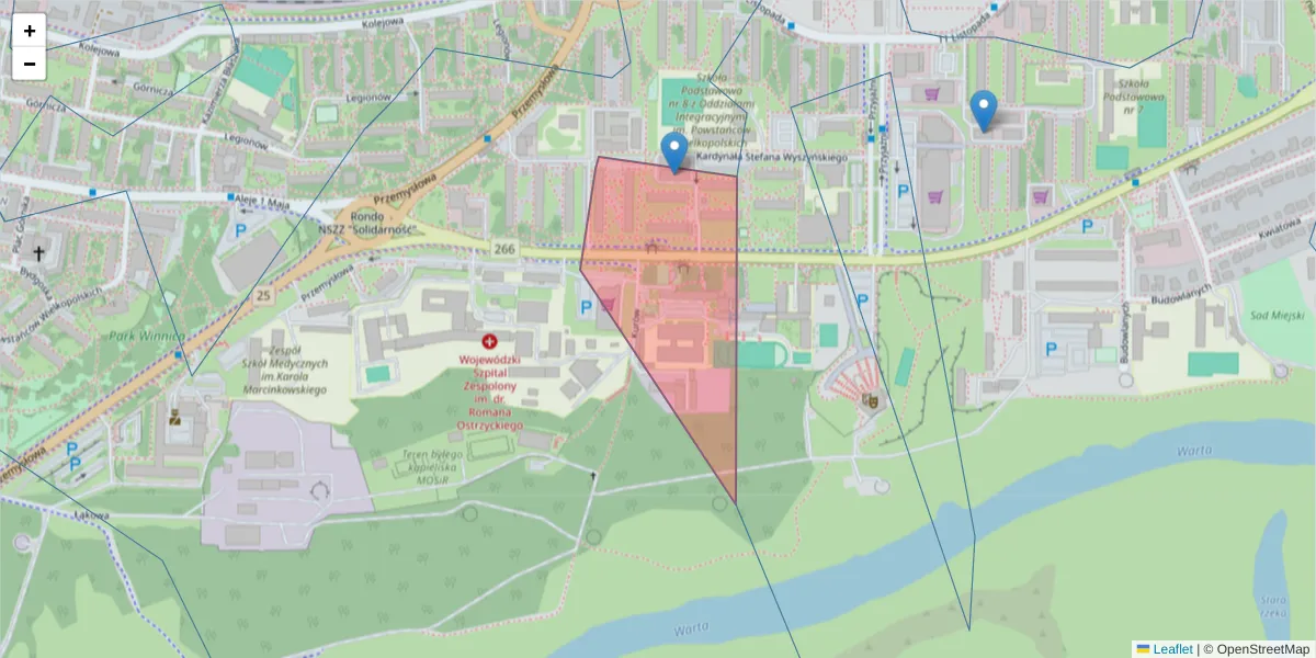 Szczegółowa mapa kodu pocztowego 62-508 z granicami, sąsiednimi kodami pocztowymi i urzędami pocztowymi