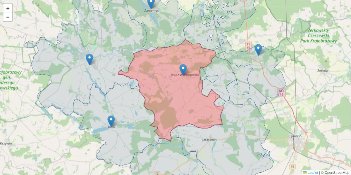 Szczegółowa mapa kodu pocztowego 63-130 z granicami, sąsiednimi kodami pocztowymi i urzędami pocztowymi