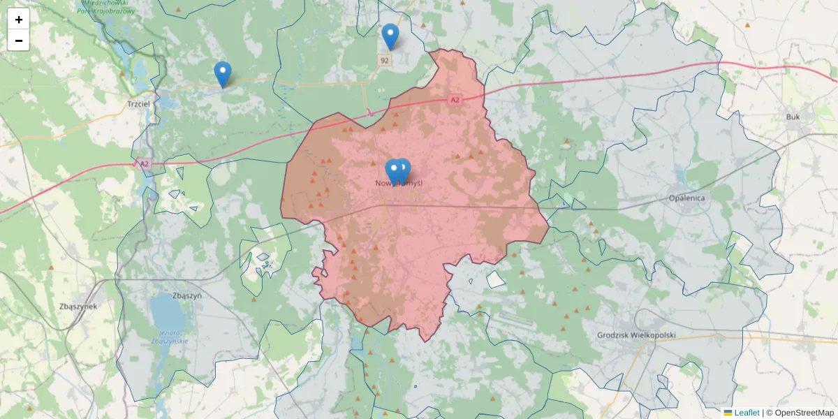 Szczegółowa mapa kodu pocztowego 64-300 z granicami, sąsiednimi kodami pocztowymi i urzędami pocztowymi