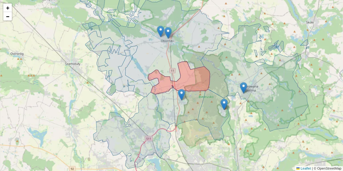 Szczegółowa mapa kodu pocztowego 64-605 z granicami, sąsiednimi kodami pocztowymi i urzędami pocztowymi