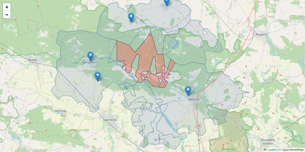 Szczegółowa mapa kodu pocztowego 64-607 z granicami, sąsiednimi kodami pocztowymi i urzędami pocztowymi