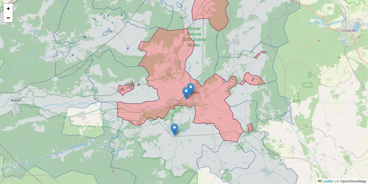 Szczegółowa mapa kodu pocztowego 64-700 z granicami, sąsiednimi kodami pocztowymi i urzędami pocztowymi