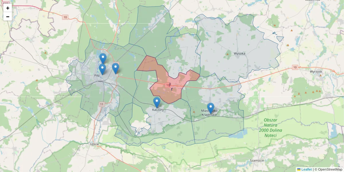 Szczegółowa mapa kodu pocztowego 64-811 z granicami, sąsiednimi kodami pocztowymi i urzędami pocztowymi