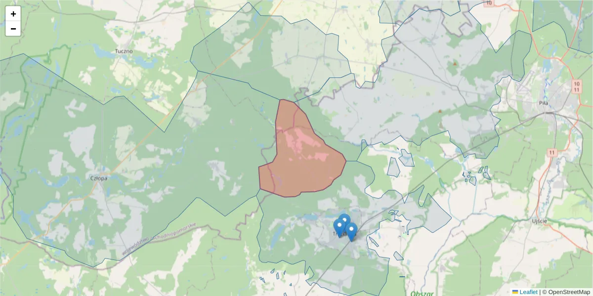 Szczegółowa mapa kodu pocztowego 64-903 z granicami, sąsiednimi kodami pocztowymi i urzędami pocztowymi