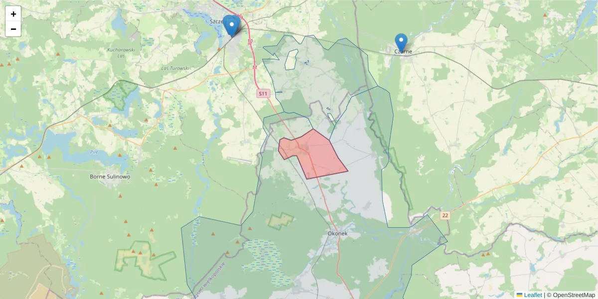 Szczegółowa mapa kodu pocztowego 64-918 z granicami, sąsiednimi kodami pocztowymi i urzędami pocztowymi