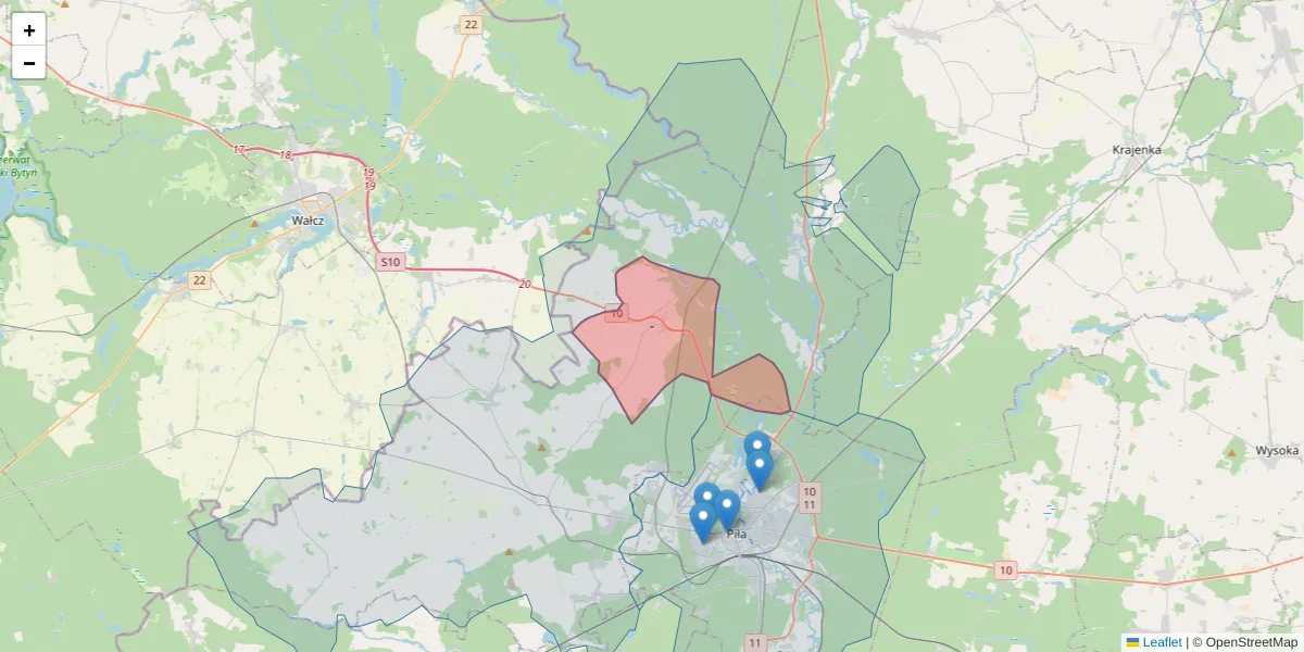 Szczegółowa mapa kodu pocztowego 64-932 z granicami, sąsiednimi kodami pocztowymi i urzędami pocztowymi
