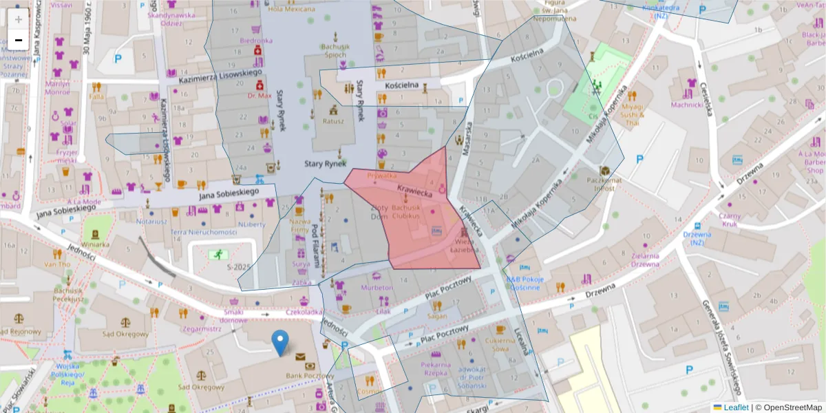 Szczegółowa mapa kodu pocztowego 65-055 z granicami, sąsiednimi kodami pocztowymi i urzędami pocztowymi