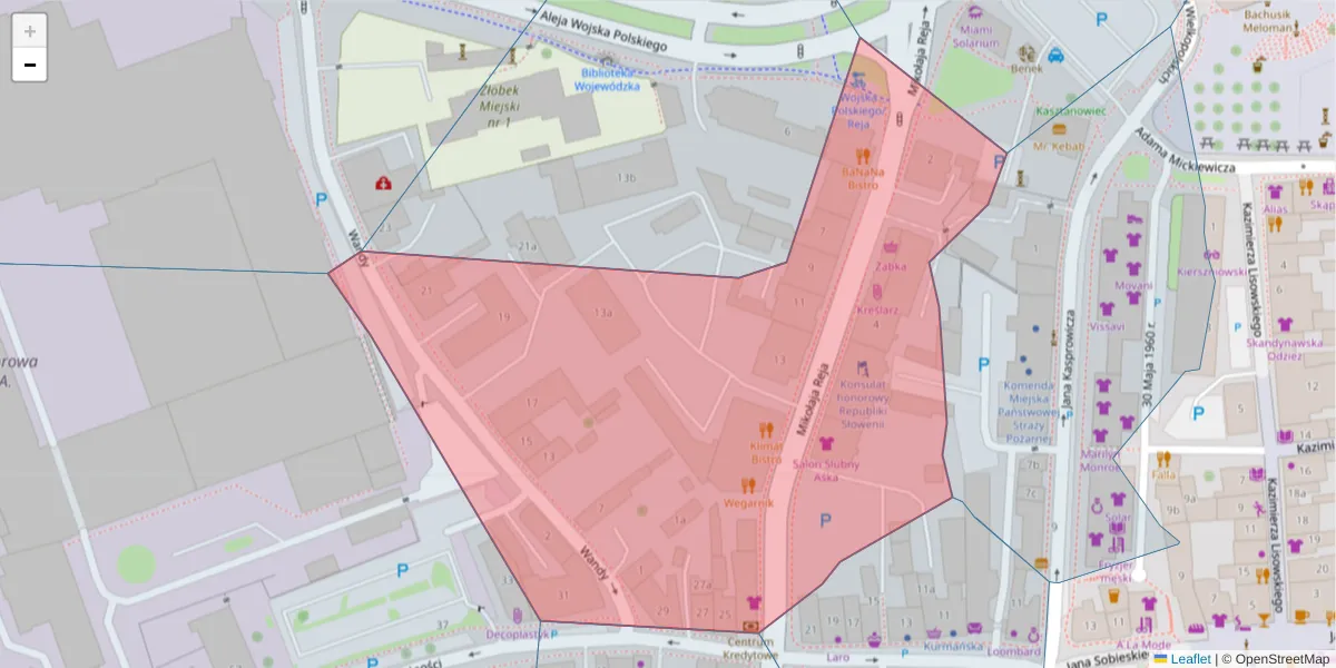 Szczegółowa mapa kodu pocztowego 65-076 z granicami, sąsiednimi kodami pocztowymi i urzędami pocztowymi