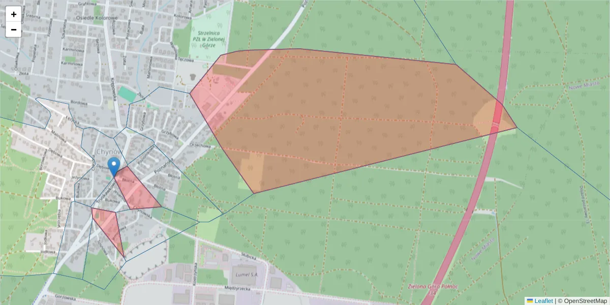 Szczegółowa mapa kodu pocztowego 65-137 z granicami, sąsiednimi kodami pocztowymi i urzędami pocztowymi
